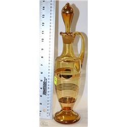 VINTAGE BOHEMIAN AMBER GLASS  DECANTER (13"H)