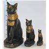 Image 1 : SET OF 3 EGYPTIAN CAT PHARAOH GODDESS STATUETTES