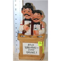 CERAMIC "AVOID HANGOVERS" BAR UTENSIL HOLDER