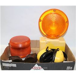 LOT WITH BEACON, SAFETY MARKER, GOOGLES, EAR