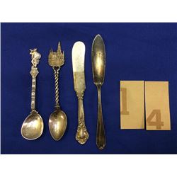 Sterling Silverware lot of 4 pieces, two spoon & two Knife (66,25 gr)