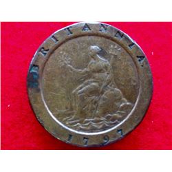 1797 Great Britain Georgius III 2 Pence Copper Britania 57,30 gr