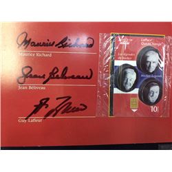 Canadian Hockey Legend Phone Card Signed by Guy Lafleur-Jean Beliveau-Maurice Richard.