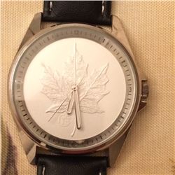 Canada F15 Maple Leaf Watch no. 4 Stainless Steel Waterproof 3 ATM Genuine Leather Bracelet. No Wara