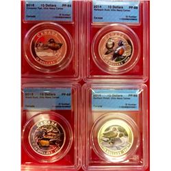 Canada Silver Proof coins 10$ Ducks Coins CCCS - Cinamon Teal, Harlequin, Wood, Northern pintal.