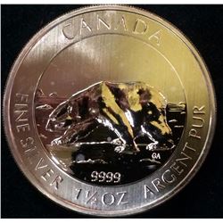 2013 Canada 8 Dollars .9999 Fine Silver 1 1/2 oz Polar Bear