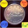 Image 4 : 1947 Canada Silver one Dollar Coin Blunt 7 Variety