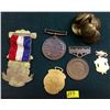 Image 8 : miscellaneous Bronze/copper/brass  medal and Button.  Lot of 6 items