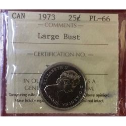 Canada 1973 25 Cents Large Bust PL-66 ICCS Graded