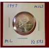Image 2 : Canada 1947 25 Cents Maple Leaf MS-63 ICCS Graded  Been removed from is original sleeve.