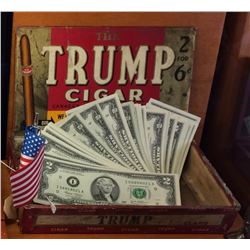 Vintage Wooden Trump Cigar  Box With 25 x American 2$ Banknote Great Again.!!