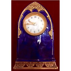 French Cobalt blue porcelain Mantel clock/DESK /BOUDOIR CLOCK WORKING c.1890, Missing Key
