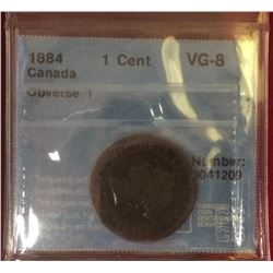 Canada 1884 1 cent Obverse 1 CCCS graded VG-8