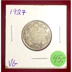 Canada Keydate 1927 25 Cents, Happy Bidding