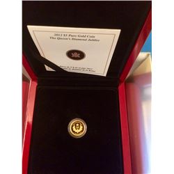 MRC: 2012 $5 Pure Gold Coin-The Queen's Jubilee.  Celebrating the Royal Cypher-99,99 % Gold, Weight 