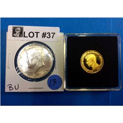 Gold and Silver Coin Duo: John F. Kennedy (22.11.1963) 3,44 gr 980/1000 Half Dollar Kennedy BU