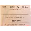 Image 5 : Canada 1952 5 Cents MS-64 ICCS