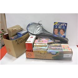 2 BOXES OF MOVIES, COLLECTIBLES & HOUSEHOLD