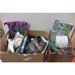 3 BOXES OF HOUSEHOLD ITEMS & ELECTRONICS