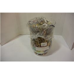 GLASS VASE W/ JEWELLERY