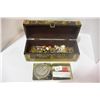 Image 1 : CONTAINER OF VARIOUS PINS AND BELT BUCKLE