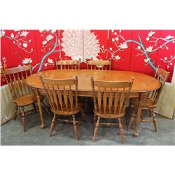 MAPLE DINING TABLE W/ LEAF & 6 CHAIRS