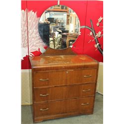 3 DRAWER WATERFALL DRESSER W/ MIRROR
