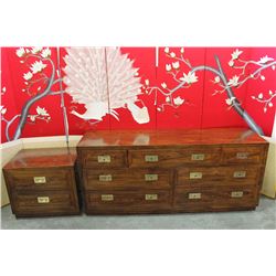 7 DRAWER WALNUT DRESSER & NIGHTSTAND