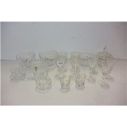 LOT OF CRYSTAL GLASSES AND DISHES