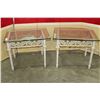 Image 1 : 2 GLASS TOP IRON END TABLES