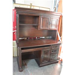 MODERN MAHOGANY FINISH DESK WITH HUTCH
