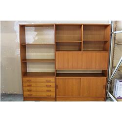 3 PC TEAK WALL UNIT WITH KEY