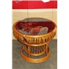 Image 1 : RATTAN END TABLE WITH ETCHED GLASS TOP