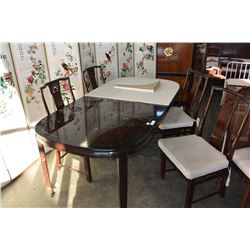 EASTERN TABLE W/ 2 LEAVES & 4 CHAIRS & TABLE PROTECTORS