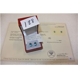 10KT YELLOW GOLD GENUINE BLUE TOPAZ EARRINGS WITH APPRAISAL