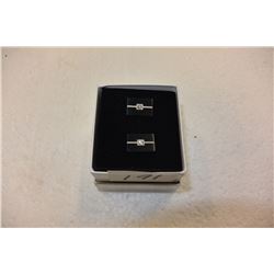 STAINLESS CUBIC ZIRCONIA CUFFLINKS RETAIL $80