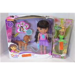 DORA DOLL W/ DOG & TINKERBELL DOLL