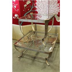 DESIGNER GLASS TOP COFFEE TABLE AND ENDTABLE