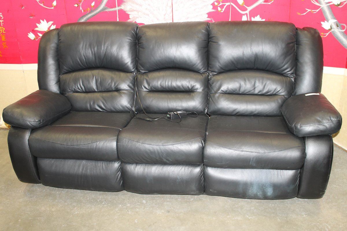 black leather power sofa