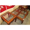 Image 1 : EASTERN STYLE GLASS TOP 3-PIECE COFFEE TABLE SET