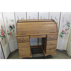 OAK ROLL TOP DESK