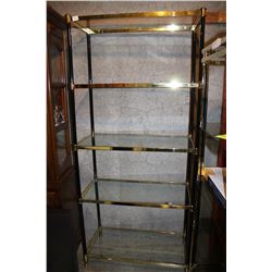 5 TIER BRASS AND GLASS SHELF UNIT