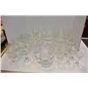 Image 1 : SHELF LOT OF CRSYTAL STEMWARE AND CORN FLOWER CREAM AND