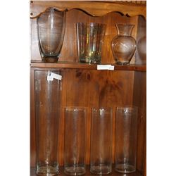 7 LARGE GLASS VASES
