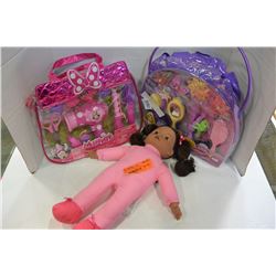 2 DISNEY ACCESSORY KITS AND DOLL