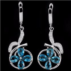 LONDON BLUE TOPAZ & WHITE CZ STERLING silver Earrings