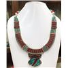 Image 1 : Tibet Hand Made Natural Turquoise & Coral Necklace