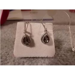 EARRINGS - 2.25TCW PEAR FACETTED MYSTIC TOPAZ & DIAMONDS IN STERLING SILVER SETTING - LEVER STYLE BA