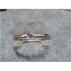 BRACELET - GENUINE "ALWAND VAHAN" BANGLE BRACELT - STERLING SILVER BRAID WITH 14K GOLD ACCENT AND GE