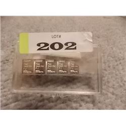 1 GRAM .999 SILVER BAR- 5 TTL